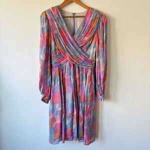 Vintage 1980s Morton Myles Silk Multi Color Midi Dress